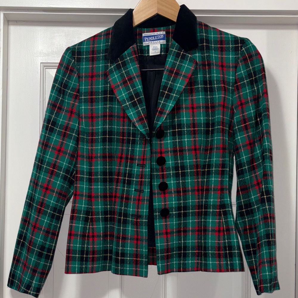Pendleton Women's Tartan Blazer - Green and Red